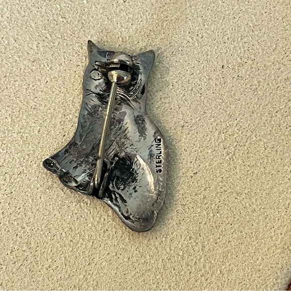 Vintage Sterling Silver Cat Brooch - Picture 4 of 5